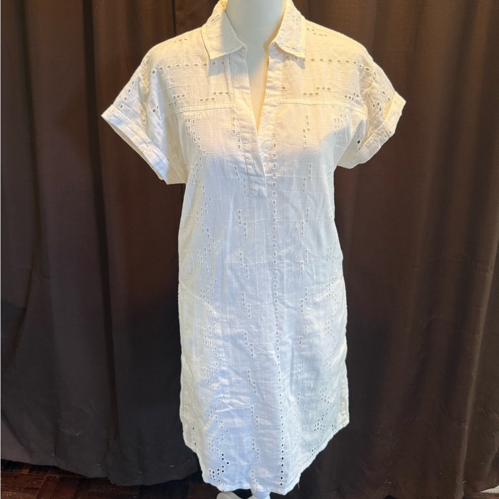 Prana Cream Eyelet 100% Cotton Shift Dress (Size XS)